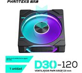 Phanteks D30-120 case 120mm Fan Regula/ Reverse Airflow 4pin PWM, 30mm Thick/ four-sided Magic Color Wireless Stitching
