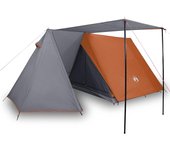 vidaXL Tienda de campaña para 3 personas impermeable gris y naranja