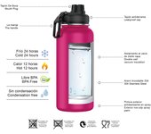 Botella Termo de Maple Inoxidable 1 Litro Deportiva (10 Colores) - Botella de Agua Térmica Reutilizable | Sin BPA | Keeps 24H Frio / 12H Caliente | Termo y Hermética - Doble Pantalla a Prueba de Fugas (YD550 YD1000 999 1199)