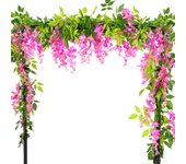 2pcs 7ft Artificial Silkflower Wisteria Blossom Vine Flower Wreath Garland Wedding Home Decoration Wedding Arch Floral Decor