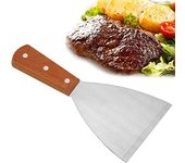 Espátula de Maple inoxidable para bistec with Mango de Madera antiadherente, espátula para barbacoa, plancha, Parrilla