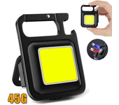 Mini LED Flashlight Keychain Light Double COB Lights USB Rechargeable Work Lights Fishing Lanterna with Magnet Built-in Battery