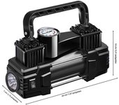 12V 150PSI Air Compressor Dual Cylinder Heavy Duty Tire Inflator with Pressure Gauge Car Motorcycle Electric Air Inflatable Pump