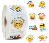 Paquete de pegatinas de conos sonrientes de emoji de dibujos animados, adhesivo fuerte, lindo, pegatina para fiesta de cumpleaños infantil, 2,5 cm/1 pulgada