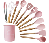 Set De Utensilios De Cocina Ecológicos De Silicona 12PCS Con Manos De Madera Antiadherentes Para Cocinar Y Hornear Herramientas De Cocina