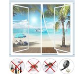 Mosquitera magnética para ventanas o puertas de balcón, autosellada, para la mayoría de los tipos de ventana o puerta de balcón, color blanco (31 x 43 inch) 80 x 110 cm