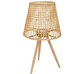 WANDERLUST DECO Farol Portavelas de Bambu y Ratan Marron - Hecho a Mano - Iluminación Ambiental