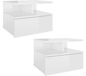 vidaXL Mesita de noche flotante 2 unidades madera 40x31x27 cm Blanco, Negro, Gris Mesita habitacion mesitas de noche dormitorio para Salón, Estudio, Mesa Auxiliar