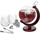 Juego de decantador de whisky con forma de globo, con 2 vasos grabados, 4 cubitos de hielo, pinza y embudo. Ideal para licor, bourbon, whisky escocés, regalos para hombres, esposos, novios y padres, 1000 ml.