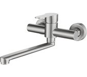 Grifo de cocina montado en la pared Mezclador de fregadero giratorio de 360 ° Grifo de cocina de acero inoxidable 304, cepillado