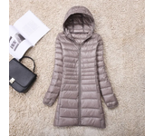 Plus Size White Duck Down Jacket Light-weight Down Jacket Women Inner Cloth Coat Ladies Long Winter Hat Hooded Femal