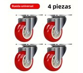 4-Pack PVC 1.97 "Universal and directional casters, quiet red rotating wheels, wheelbarrow, furniture project trolley