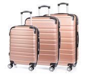 DAM Juego de 3 maletas Trolley extensibles, en material ligero ABS de alta resistencia. Cerradura numérica, 4 ruedas giratorias 360°. 50x30,5x76,5 Cm.