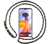 Funda Colgante Transparente para Xiaomi Redmi A2 con Cordon Verde/Dorado