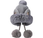 Gorros de invierno para mujer, gorros de punto cálidos, gorro de aviador, gorro de piel con pompón, gorro de piel de oso, gorro de orejas