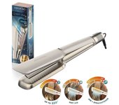 Cecotec Plancha de Pelo con Aire Air Lisse Champagne. 600W, Protege el Cabello, Tecnología Iónica, Keratina y Aceite de Argán
