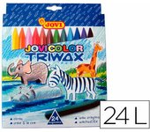Lapices cera jovicolor triangular triwax 24 colores. Jovi