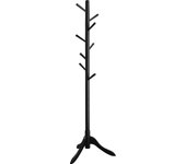 VASAGLE Perchero de Pie, Perchero de Madera Maciza, Perchero en Forma de Árbol, 8 Ganchos, 3 Alturas Ajustables, para Ropa, Sombrero y Bolso, para Salón, Dormitorio y Oficina, Negro/Blanco