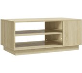 vidaXL Mesa de centro de madera de ingeniería 102x55x43 cm Blanco, Negro, Roble Sonoma Mesita de Salón o Comedor o Auxiliar Mesa de Café Meuble Salón