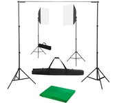 vidaXL Kit de Estudio Fotográfico con Focos Softbox y Telón de Fondo Conjunto Color Verde,  Blanco,  Negro y mas