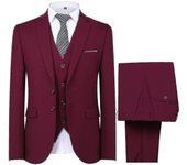 Mens Suit Wedding Party Dinner 3-pieces Suit Blazer Vest Pants 9 Colors