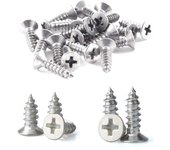 200 tornillos autorroscantes de acero inoxidable M4, tornillos de cabeza plana Phillips, tornillos para madera para bricolaje (100 PCS M4 x 10 mm, 100 PCS M4 x 12 mm)