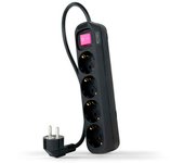Nanocable regleta de proteccion con 4 shuckos - cable de 1.40m - interruptor on/off - color negro