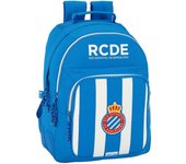 SAFTA - RCD ESPANYOL Mochila Doble Adaptable para Carro Diseño Único y Licencia Oficial - Mochila para carro Cantoneras de goma antirozaduras en ambos lados para aumentar la durabilidad (PATENTADO SAFTA) - Mochila Hombreras y espalda ergonómicas
