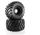 2PCS 1/8 Truck Rubber Tire w/17mm Hex Plastic Wheel Rim 173mm/91mm Rubber Rocks Tyres Set Fit for Traxxas Maxx Tmaxx E-Revo 3.3