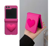 Fashion Candy Color 3D Love Heart Solid Color Case for Samsung Galaxy Z Flip5 4 3 ZFlip5 Zflip4 Zflip3 Portable Back Cover