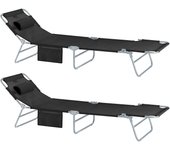 SoBuy OGS35-SCHx2 Tumbona inclinable de Acero Color Negro Plegable con Almohada Playa Piscina Jardín Mecedora ES