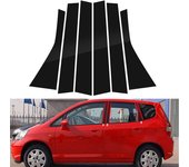 6Pcs Gloss Black Pillar Post Trim Fit For Honda Fit/Jazz 5 Door Hatchback 2004 2005 2006 2007 Door Sticker Window Cover Set