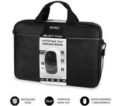 Maletín + Ratón Inalámbrico Subblim Select Pack para Portátiles hasta 15.6'/ Cinta para Trolley/ Negro