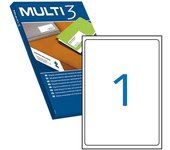 Multi3 pack de 100 etiquetas blancas cantos romos tamaño 199.6x289.1mm con adhesivo permanente para multiples usos