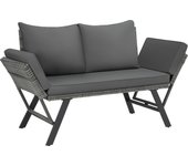 Tectake - Sofá lounge de ratán SINTRA, reposabrazos ajustables, 2 en 1, Sofá de poliratán con reposabrazos abatibles, Conjunto cómodo con cojín de asiento grueso, con cierre de velcro, y cojines de respaldo suaves, Poliratán de alta calidad, resaldo suave