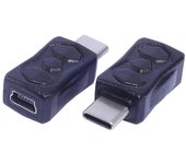 Adaptador convertidor universal mini USB hembra a USB C macho (2 unidades) para tabletas y teléfonos.