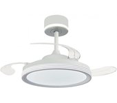 NARVI Ventilador de techo Blanco, con CABEZAL ILUMINADO y tiras de Led decorativas iluminadas, 3 Palas retráctiles, Motor DC, LED 45W x2 Regulable en Intensidad y Tonalidad. Con Memoria y Mando a distancia. Ref. Croacia Cabezal 8982 WH