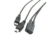 Cable adaptador de cargador de extensión en Y divisor mini USB 2.0 hembra a doble USB 2.0 macho FT