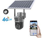 Cámara WiFi Batería Solar Lente Dual Pantallas duales Cámara Exterior PIR Detección Humana Protección de Seguridad Cámaras de Video PTZ 4K 8MP