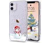 Funda transparente para iPhone 11 con bonito diseño navideño, funda ultrafina de silicona de gel para iPhone 11, a prueba de golpes, con diseño de muñeco de nieve