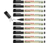 edding 25 EcoLine marcador permanente - negro - 10 rotuladores - punta redonda 1 mm - indeleble de secado rapido - resistente al agua y los borrones - carton, plastico, madera, metal, tela - universal