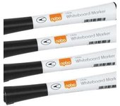 Nobo pack de 4 rotuladores para pizarra blanca - punta fina 1mm - tinta con poco olor - color negro
