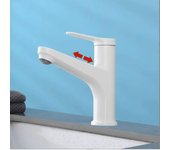 Grifo de lavabo blanco, grifo extraíble para lavabo multifuncional para el hogar frío y caliente, grifo extraíble para lavabo Sailuo tipo extraíble (galvanoplastia)