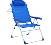 Marbueno Silla Plegable 5 Posiciones Aluminio con Cojin Azul Playa y Piscina 67X66X99 cm 10247
