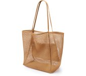 KALIDI Beach Mesh Tote Bag, Casual Tote Bag Hobo Women Foldable MAX 23L Shoulder Fashion Simple Bag Beach for Picnic Vacation