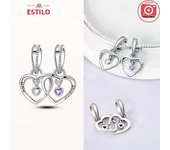 Silver S925 Forever Love Mother Family Sister Heart Charms Beads Fit Pandora Original Bracelet Charm Diy Jewelry Gift for Women