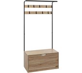 Perchero Entrada Mueble Zapatero Jano Color Roble 80x175 cm