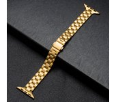 Slim Metal Strap for Apple Watch Ultra2 49mm 45 44 42 41 40 38mm Three Bead Stainless Steel Watch Band for iWatch 9 8 SE 7 6 5 4