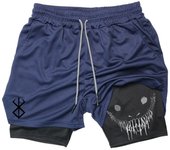 Mens 2 in 1 Running Shorts Print Performance Shorts Gym Workout Quick Dry Athletic Shorts with Phone Pockets and Towel Loop