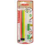 Starplast Set Escritura Maxicolor - 3 lápices HB, sacapuntas, protector y antideslizante - rojo, amarillo, Verde 2025 Nuevo Caliente